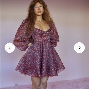 NWT Selkie Crimson Princess Floral Puff Sleeve Bustier Dress XL